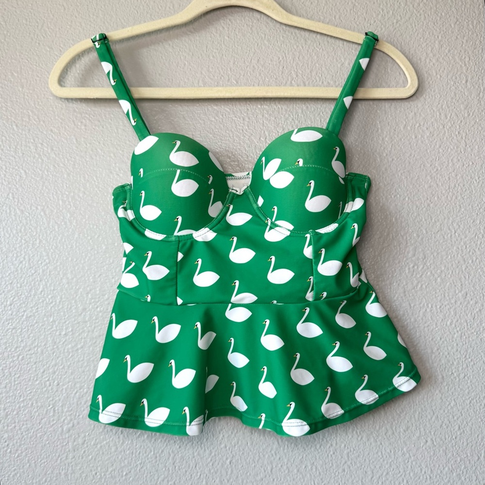 Kingdom & State Swim Bustier Top Swan Print